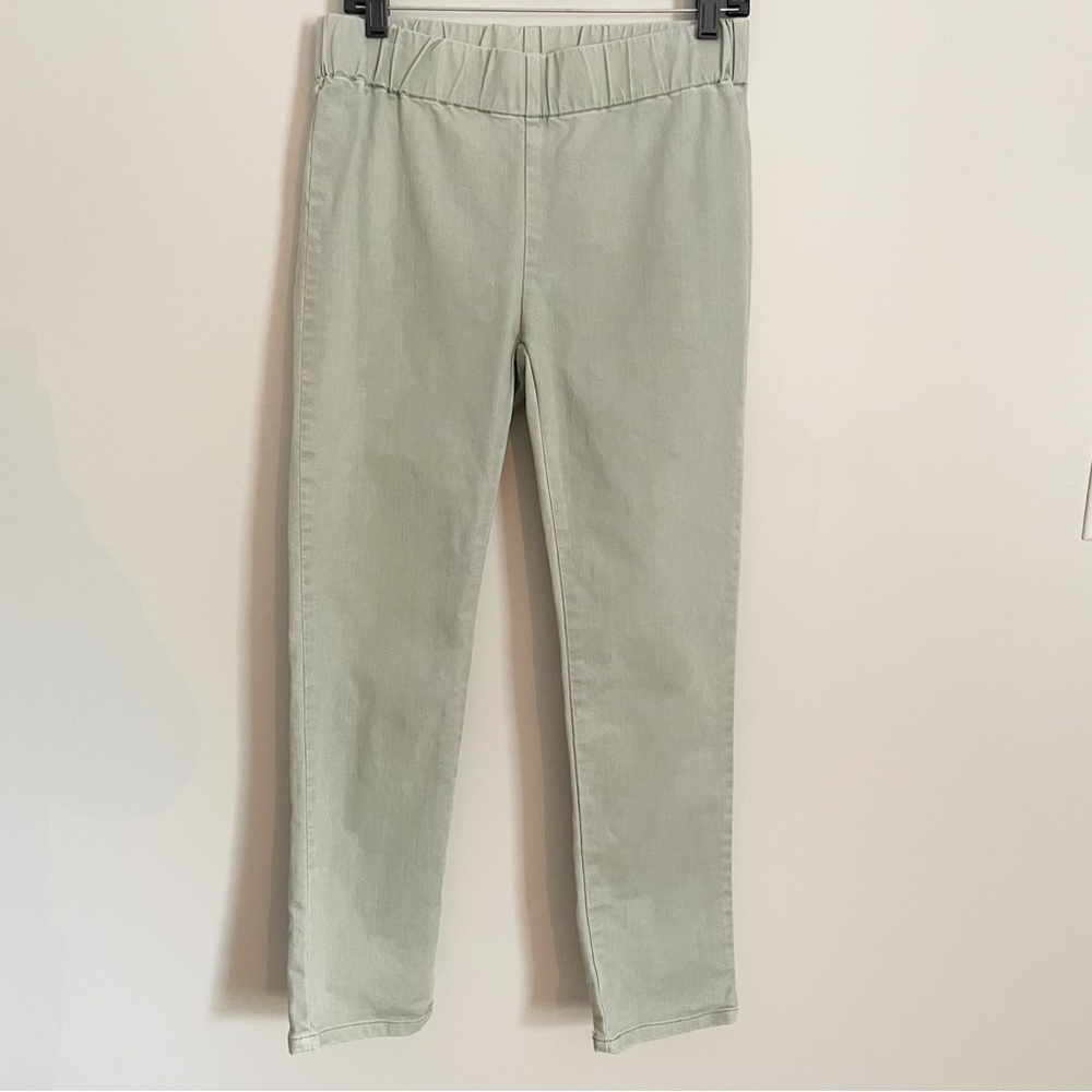 Soft Surroundings Metro Style Sage Green Denim Leggings Stretch waist Petite Sm